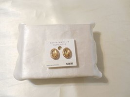 Charter Club 3/4&quot; Gold Tone Simulated Abalone Clip On Earrings C860 - £6.10 GBP