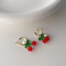 Peri&#39;sBox Handmade Bowknot Cherry Earrings Hoops Flower Natural Freshwater Pearl - £8.46 GBP