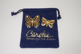 Carolee Gold Tone Faux Pearl &amp; Rhinestone Butterfly Brooch Pins - £25.08 GBP