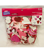 Valentine Crafts foam heart stickers red white pink glitter 270 piece pa... - $4.00