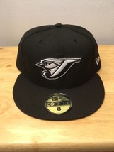 New Era 59fifty 5950 MLB Toronto Blue Jays Black White Fitted Cap Hat 8 - £35.88 GBP