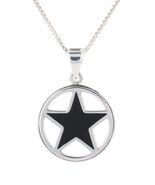 Jewelry Trends Pentacle Black Onyx Star Sterling Silver Pendant Necklace... - $1,114.16 MXN