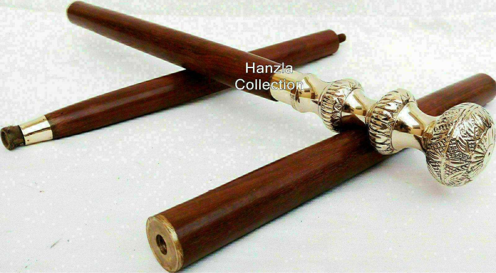 Primary image for Walking Stick Wooden Antique Brass Handle Nautical reeds...
