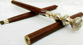 Walking Stick Wooden Antique Brass Handle Nautical reeds... - £28.45 GBP
