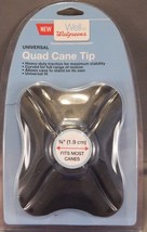 An item in the Health & Beauty category: Walgreens Quad Cane Tip 3/4" Heavy Duty Traction Large Base Black Universal fit