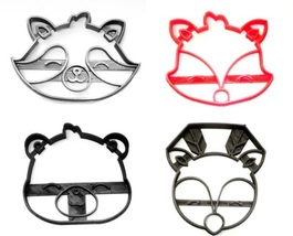 Woodland Creature Forest Animals Faces Set of 4 Cookie Cutters USA PR1590 - £9.73 GBP