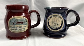 2 Deneen Pottery Hand Thrown Coffee Mugs USA Mountain Top Resort Macales... - $42.52