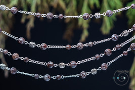 extra-long boho necklace, brown snowflake jasper, handmade in USA, ooak - £28.71 GBP