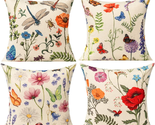 Outdoor Patio Throw Pillow Covers Spring Summer Garden Flowers Farmhouse... - $27.91