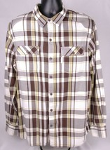 COLUMBIA Flannel Shirt-XL-Black White Green Plaid-Outdoor-Long Sleeve - £18.62 GBP