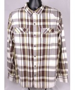 COLUMBIA Flannel Shirt-XL-Black White Green Plaid-Outdoor-Long Sleeve - £18.82 GBP