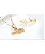 Gold alligator pendant earring set - $17.82