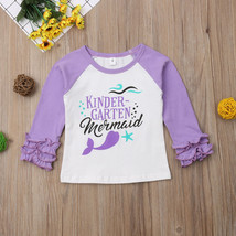 NEW Kindergarten Mermaid Girls Ruffle Sleeve Shirt Back to School 4T - £6.85 GBP