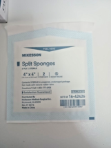 McKesson 6-Ply I.V. Drain Split Sponges Dressing Polyester Sterile 4 X 4 QTY 113 - £11.21 GBP