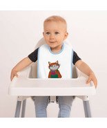 Embroidered Baby Bib Cat Drinking Coffee  Cute Bib For your Kids Made in... - $344.26 MXN