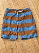 J Crew MENS SIZE 30 Striped Board Swim Shorts. Lined. Blue and Tan - $24.99