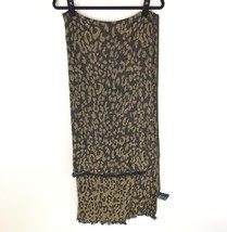 Divided H&amp;M Womens Scarf Wrap Rectangle Fringe Leopard Print Brown Black 70x31 - £7.78 GBP