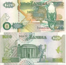 Zambia P36a/b, 50 Kwacha,  fish eagle / Kudu, State House, Liberty monum... - $2.33