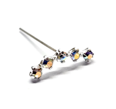 Nose Stud 5 x AB CZ Stones 22g (0.6mm) Curved Bar 925 Silver Straight L Bendable - £4.92 GBP