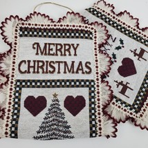 Vintage Merry Christmas Tapestry 34x10 Inch ABCs House Hearts - £11.24 GBP