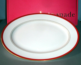 kate spade Lenox Jemma Street Oval Platter 13&quot; Red Banded USA New - £58.06 GBP