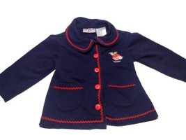 Vtg Kidzone Infant Button Up Knit Jacket Top Sz 12 mos Embroidered Strawberry - $13.29