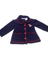 Vtg Kidzone Infant Button Up Knit Jacket Top Sz 12 mos Embroidered Straw... - £10.45 GBP