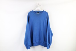 Vtg 90s Streetwear Mens Large Distressed Blank Crewneck Sweatshirt Royal Blue - £27.65 GBP