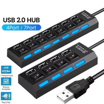 USB 3.0 2.0 High Speed Port 4/7 Hub Powered Splitter ON/OFF Switch Power... - €8,57 EUR+