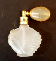 EMPTY Draped Frosted Glass Perfume Atomizer Women&#39;s Miniature Cologne Bottle VTG - £9.27 GBP