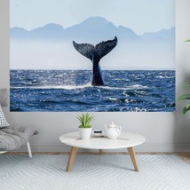 Blue Whale Tail Wall Tapestry for Bedroom Aesthetic, Nordic Minimalist   44&quot;x60&quot; - £11.59 GBP