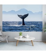 Blue Whale Tail Wall Tapestry for Bedroom Aesthetic, Nordic Minimalist  ... - $14.50