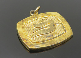 925 Sterling Silver - Vintage Embossed Detail Gold Plated Drop Pendant - PT8453 - £24.25 GBP