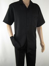 Men 2pc Walking Leisure Suit Short Sleeves By DREAMS 256-00 Black New - £39.34 GBP