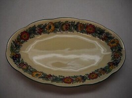 Vintage Masons Nell Gwyn Oval Under Plate Floral Design Scalloped Edge Green - £27.47 GBP