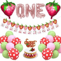 Strawberry First Birthday Decorations Kit Strawberry 12 Months Photo Banner Swee - £25.30 GBP