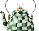 Mackenzie-Childs Green-and-White Emerald Check Tea Kettle 2 Qt - $149.95