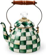 Mackenzie-Childs Green-and-White Emerald Check Tea Kettle 2 Qt - $149.95