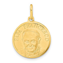 14k Gold Polished and Satin Papa Francesco Medal Pendant K5688 - $334.44