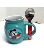 Frankford Coffee Cup Mug Mickey Mouse Green Attached Spoon - $10.88