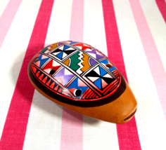 Ocarina Woodwind Instrument Hand Carved Whistle Painted Ethnic Pattern - $12.00