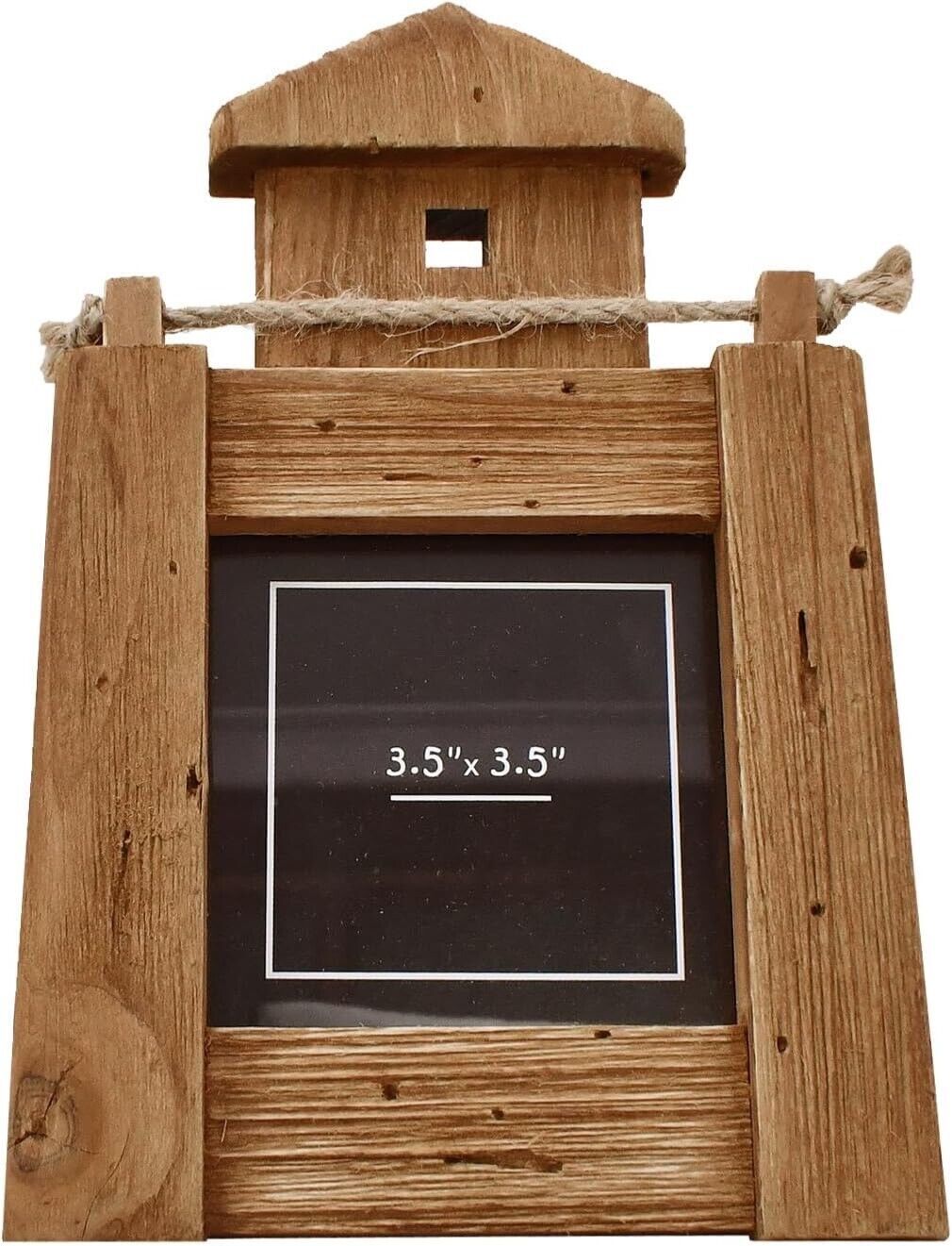 3.5x3.5 Picture Frame Rustic Wood Photo Frame Beach Home Decor Handmade Nautical - £14.81 GBP