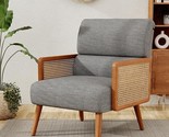 Accent Chairs,Upholstered Rattan Armchair Mid Century Modern Living Room... - £203.06 GBP