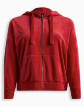Torrid Red Velour Hoodie, Pockets, Plus Size 4X-26 - £35.31 GBP