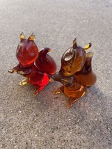 Vintage Amber Gold Glass Epic Squirrel Figurine Paperweight (2) Murano Style - £40.67 GBP