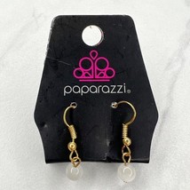 Paparazzi Milky Beaded Gold Tone Dangle Earrings Pierced Pair - $6.92