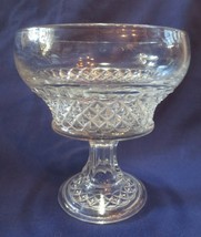 Vintage Pressed Glass Pedestal Compote Candy Dish Floral Diamond 5 1/2&quot; - £11.99 GBP