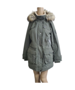 DKNY Women&#39;s Faux-Fur Hooded Water-Resistant Anorak Jacket Olive Green X... - £78.12 GBP