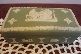 Wedgwood England sage and white jasperware pill box - $40.10