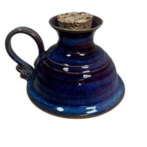The Oak Hill Pottery Multicolor pottery oil lamp Vase Chamberstick Handle Signed - £29.88 GBP